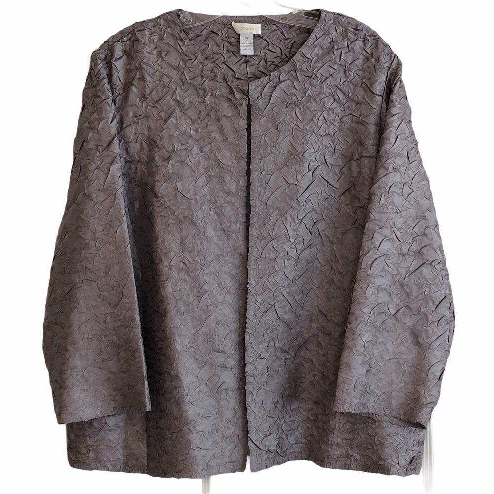 Chico’s Pewter Mauve Metallic Travelers Jacket 12